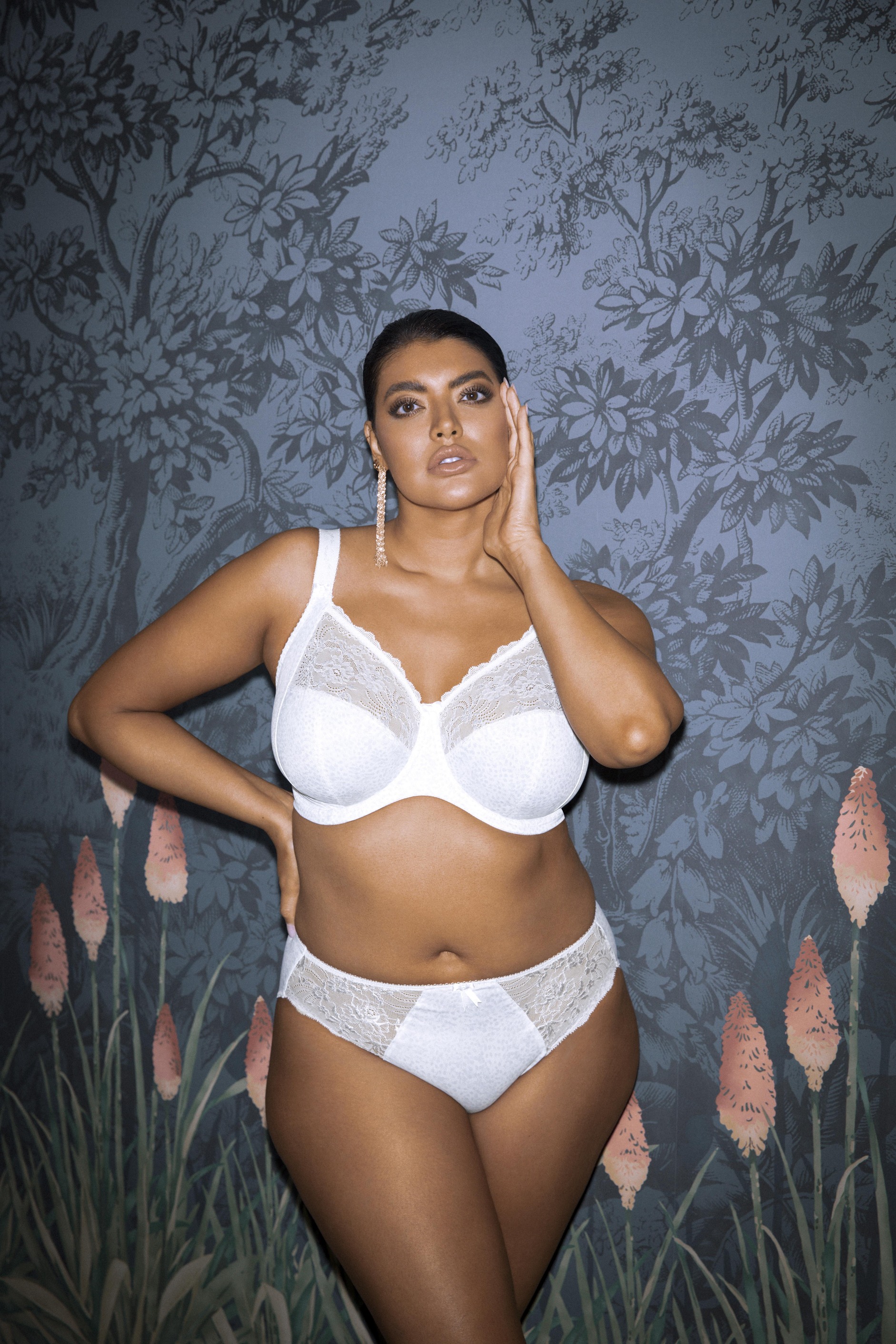 Morgan Stretch Banded Bra Set White